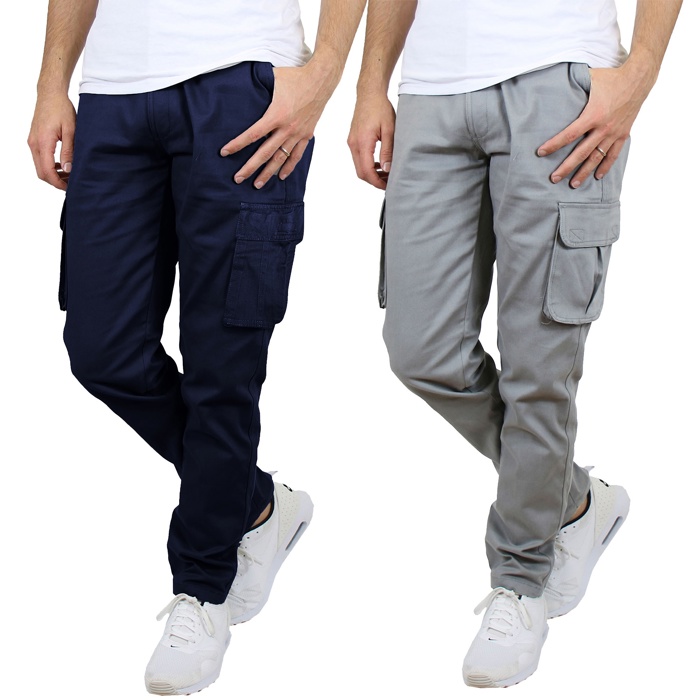 2-Pack Men's Flex-Stretch Cotton Cargo Pants, 31-Inch Inseam - Comfortable and Durable